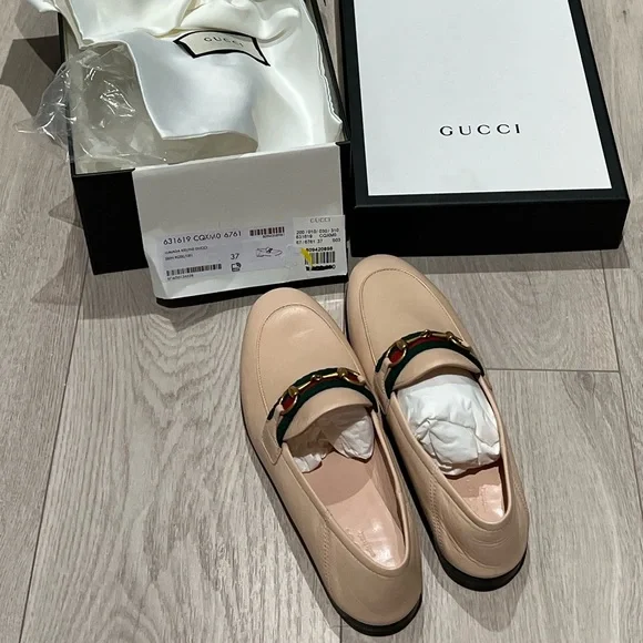 Gucci Horsebit Nude Beige Leather Women’s Loafers 37 IT - Picture 3 of 6